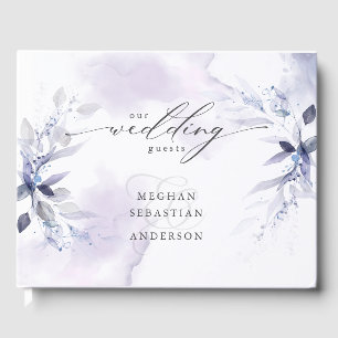 Rustic Plum Violet Foliage Wedding Guest Book