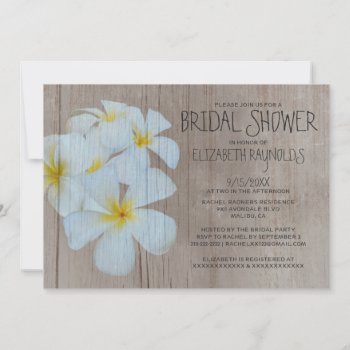 Rustic Plumeria Bridal Shower Invitations by topinvitations at Zazzle