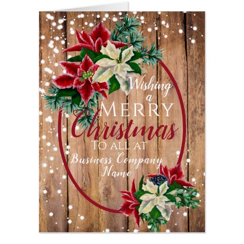 Rustic Poinsettia Floral To All Large Christmas Card