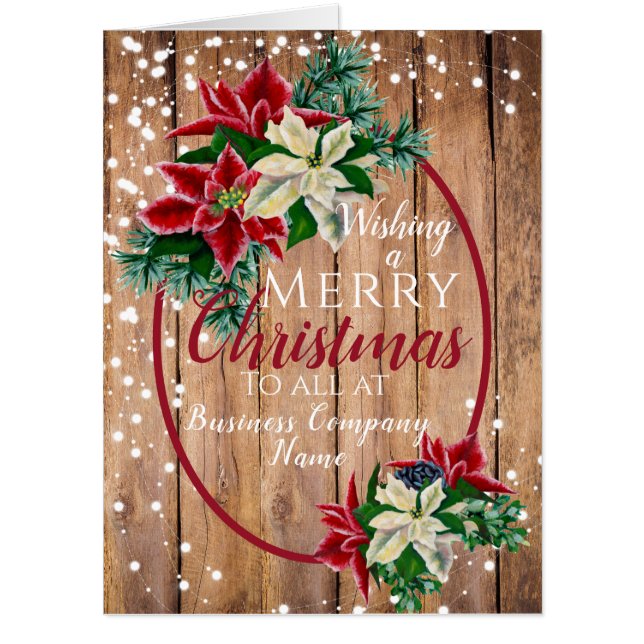 Rustic Poinsettia Floral To All Large Christmas Card (Front)