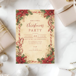 Rustic Poinsettia Holiday Invitation