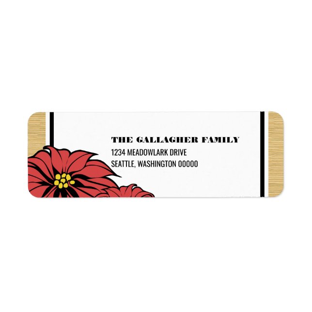 Rustic Poinsettia Holiday Label (Front)