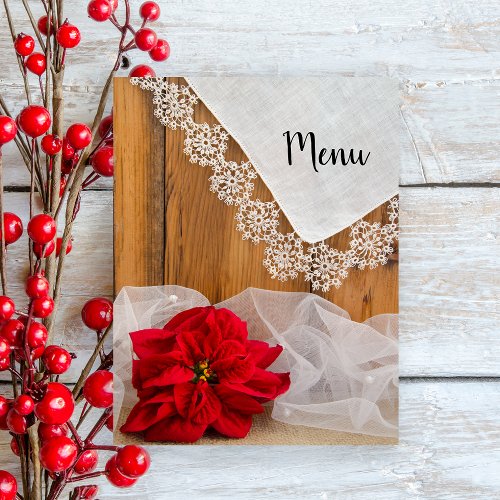 Rustic Poinsettia Lace Country Winter Wedding Menu