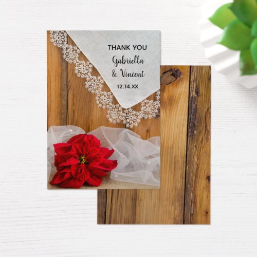 Rustic Poinsettia Lace Winter Wedding Favor Tags