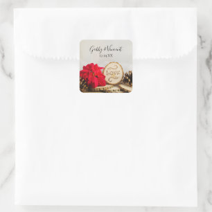 Rustic Poinsettia Winter Wedding Favor Tag