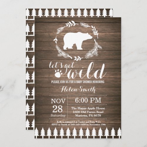 Rustic Polar Bear Baby Shower Invitation