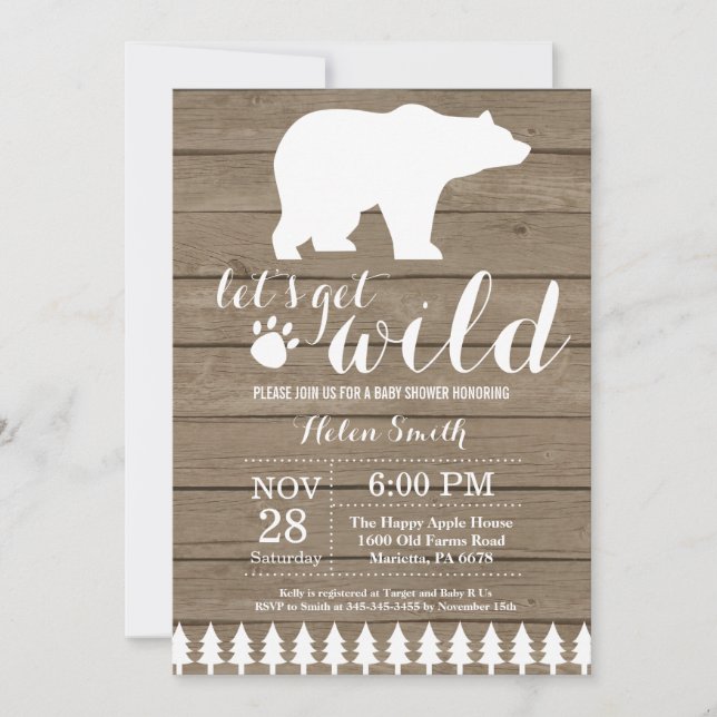 Rustic Polar Bear Baby Shower Invitation (Front)