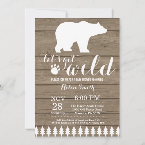 Rustic Polar Bear Baby Shower Invitation