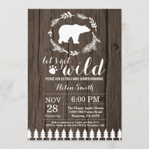 Rustic Polar Bear Baby Shower Invitation