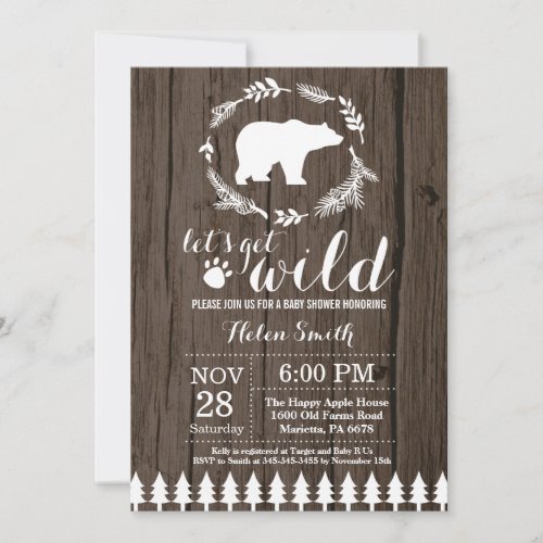 Rustic Polar Bear Baby Shower Invitation