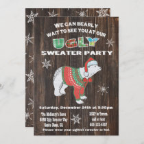 Rustic Polar Bear Ugly Sweater Party Invitation