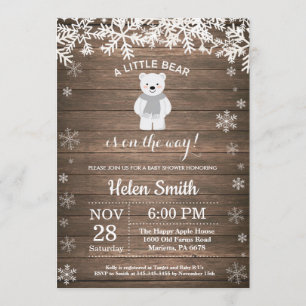 Rustic Polar Bear Winter Baby Shower Invitation