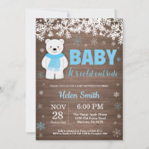 Rustic Polar Bear Winter Boy Baby Shower Invitation