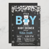 Rustic Polar Bear Winter Boy Baby Shower Invitation (Front/Back)