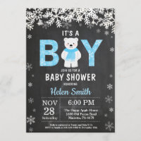 Rustic Polar Bear Winter Boy Baby Shower Invitation