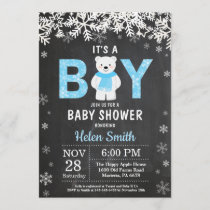 Rustic Polar Bear Winter Boy Baby Shower Invitation