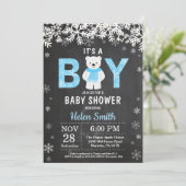 Rustic Polar Bear Winter Boy Baby Shower Invitation (Standing Front)