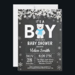 Rustic Polar Bear Winter Boy Baby Shower Invitation<br><div class="desc">Rustic Polar Bear Winter Boy Baby Shower Invitation. White Snowflake. Baby its cold outside Baby Shower invitation. Boy Baby Shower Invitation. Winter Holiday Baby Shower Invite. Chalkboard Background. Black and White. For further customization,  please click the "Customize it" button and use our design tool to modify this template.</div>