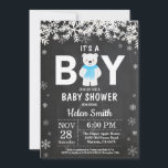 Rustic Polar Bear Winter Boy Baby Shower Invitation<br><div class="desc">Rustic Polar Bear Winter Boy Baby Shower Invitation. White Snowflake. Baby its cold outside Baby Shower invitation. Boy Baby Shower Invitation. Winter Holiday Baby Shower Invite. Chalkboard Background. Black and White. For further customization,  please click the "Customize it" button and use our design tool to modify this template.</div>