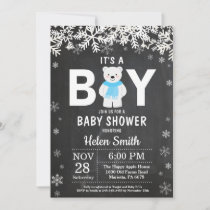 Rustic Polar Bear Winter Boy Baby Shower Invitation