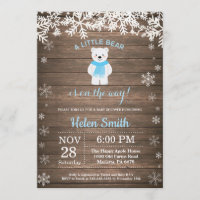 Rustic Polar Bear Winter Boy Baby Shower Invitation