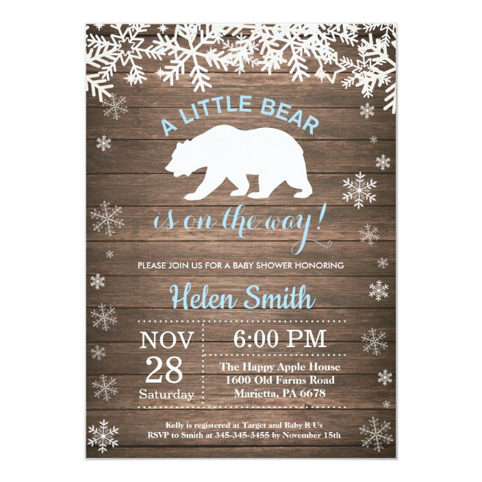 polar bear baby shower invitations