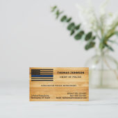 Rustic Police Officer Thin Blue Line Flag Wood Business Card (Standing Front)
