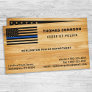 Rustic Police Officer Thin Blue Line Flag Wood Business Card