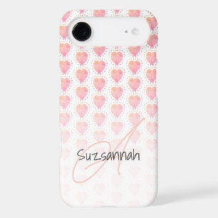 Rustic Polka Dot Azalea Pink Heart Pattern Custom iPhone 17 Air Case