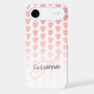 Rustic Polka Dot Azalea Pink Heart Pattern Custom iPhone 17 Air Case