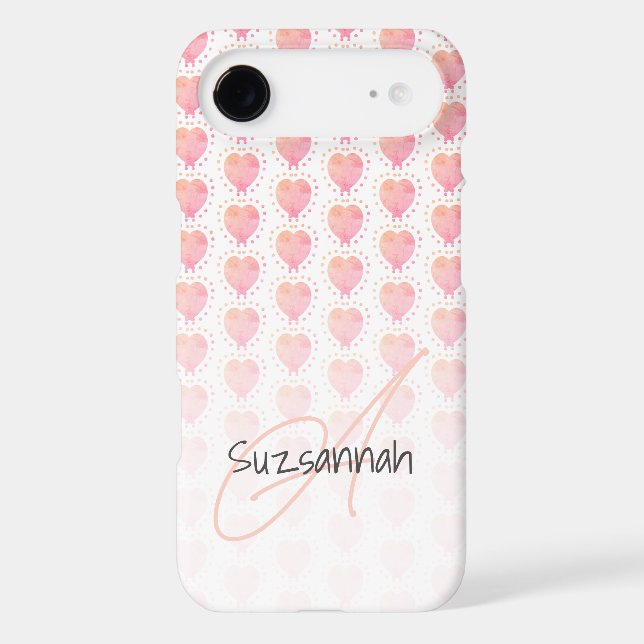 Rustic Polka Dot Azalea Pink Heart Pattern Custom iPhone Case (Back)
