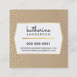 RUSTIC POLKA DOT CONFETTI modern kraft gold foil Square Business Card