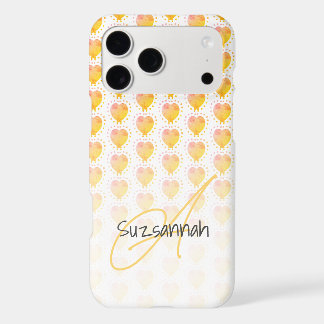 Rustic Polka Dot Golden Sand Yellow Heart Pattern  iPhone 17 Pro Max Case