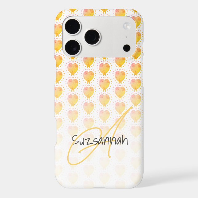 Rustic Polka Dot Golden Sand Yellow Heart Pattern  iPhone Case (Back)