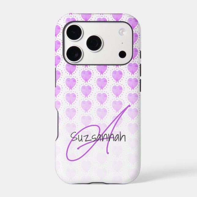 Rustic Polka Dot Heliotrope Purple Heart Pattern  iPhone Case (Back)