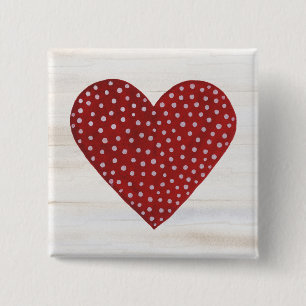 Rustic Polka Dot Valentine Heart Button