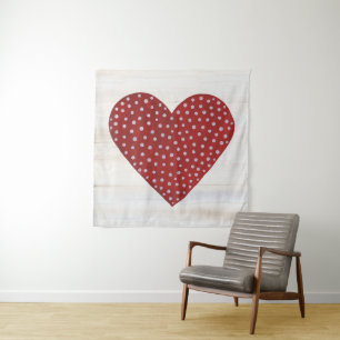 Rustic Polka Dot Valentine Heart Tapestry