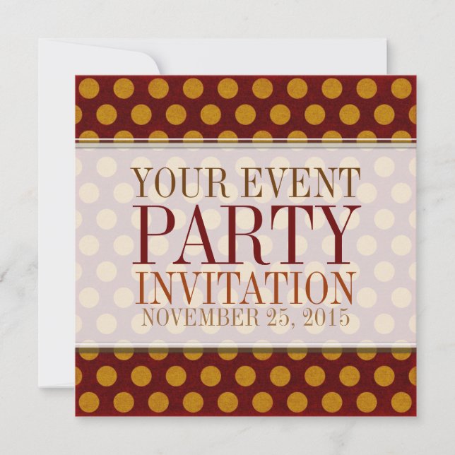 Rustic Polka Dots Custom Party Invitations (Front)
