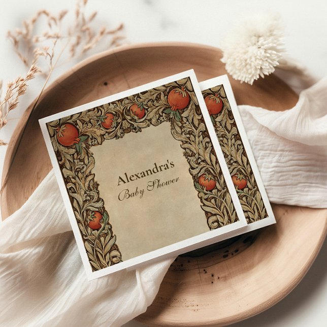 Rustic Pomegranate Vintage Baby Shower Napkins (Creator Uploaded)