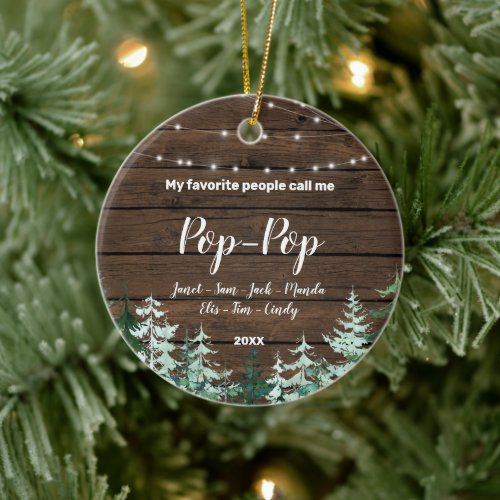 Rustic Pop Pop Christmas Ornament Grandparent