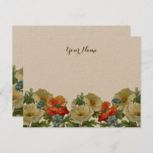 Rustic Poppies and Cornflowers Editable Note Card