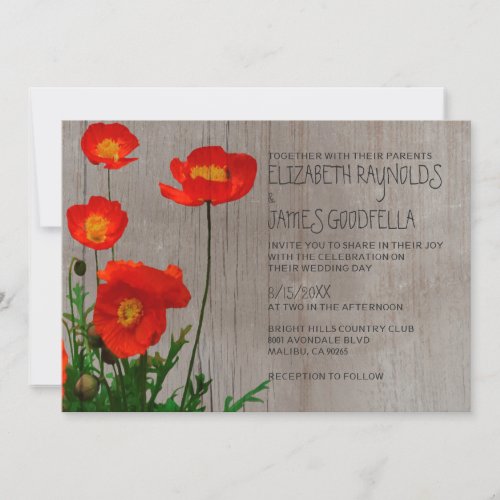 Rustic Poppies Wedding Invitations