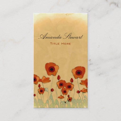 Customizable Rustic Poppy Business Card