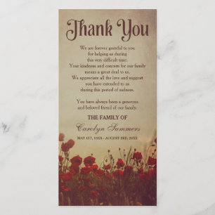 Rustic Poppy Field Sympathy Thank You