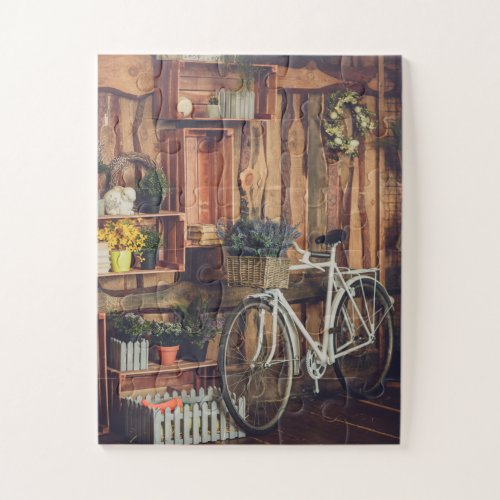 Rustic Porch Flowers Bicycle Jigsaw Puzzle