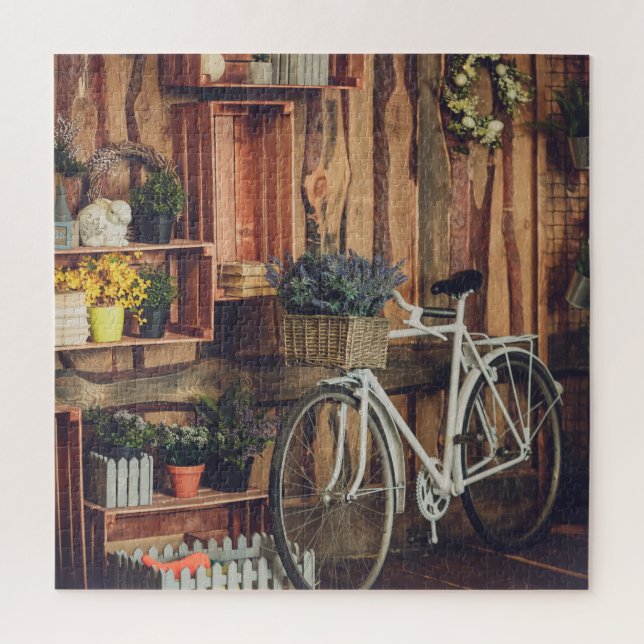 Rustic Porch Flowers Bicycle Jigsaw Puzzle (Vertical)