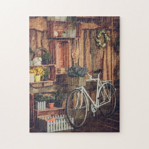 Rustic Porch Flowers Bicycle Jigsaw Puzzle