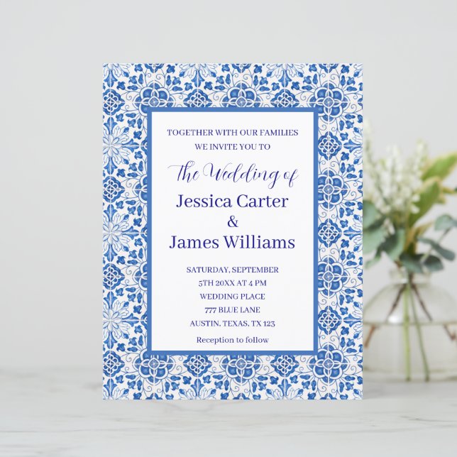 Rustic Portuguese Tiles Mediterranean Wedding (Standing Front)