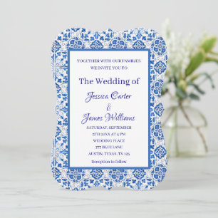 Rustic Portuguese Tiles Mediterranean Wedding Invitation