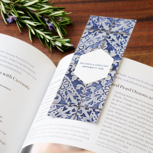 Rustic Portuguese Tiles Wedding Favor Bookmarks